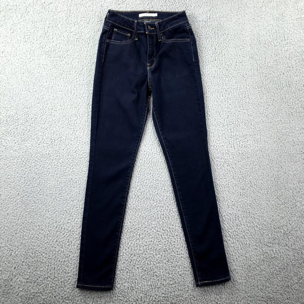 LEVIS 721 Womens Size 24 Dark Wash Stretch Denim High Rise Skinny Jeans‎